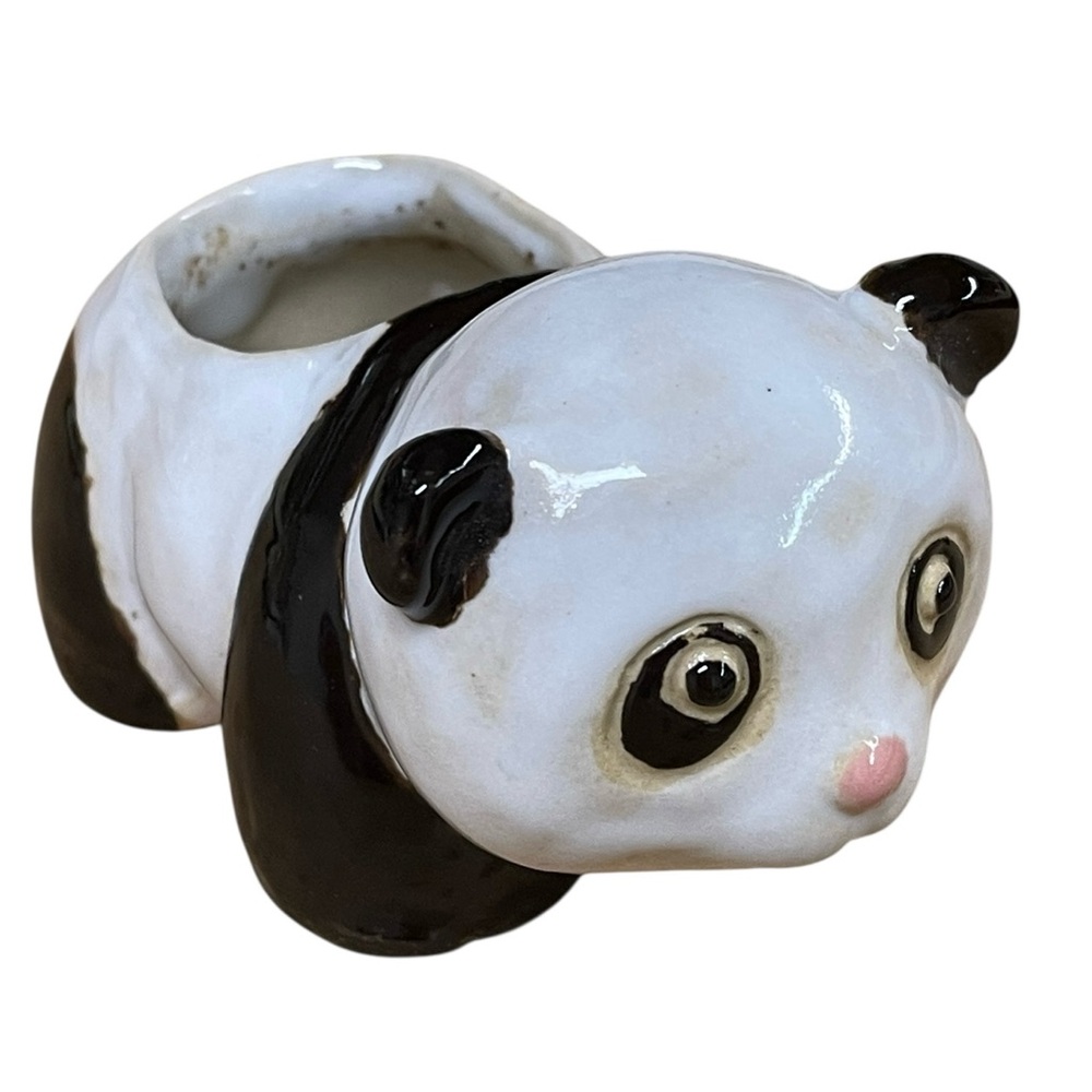 Vtg Panda planter mini ceramic small plant pot